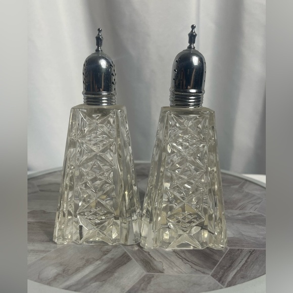 Vintage Irving W. Rice & Co. W. Germany Crystal Salt & Pepper Shakers 6.75” MCM - Picture 1 of 7